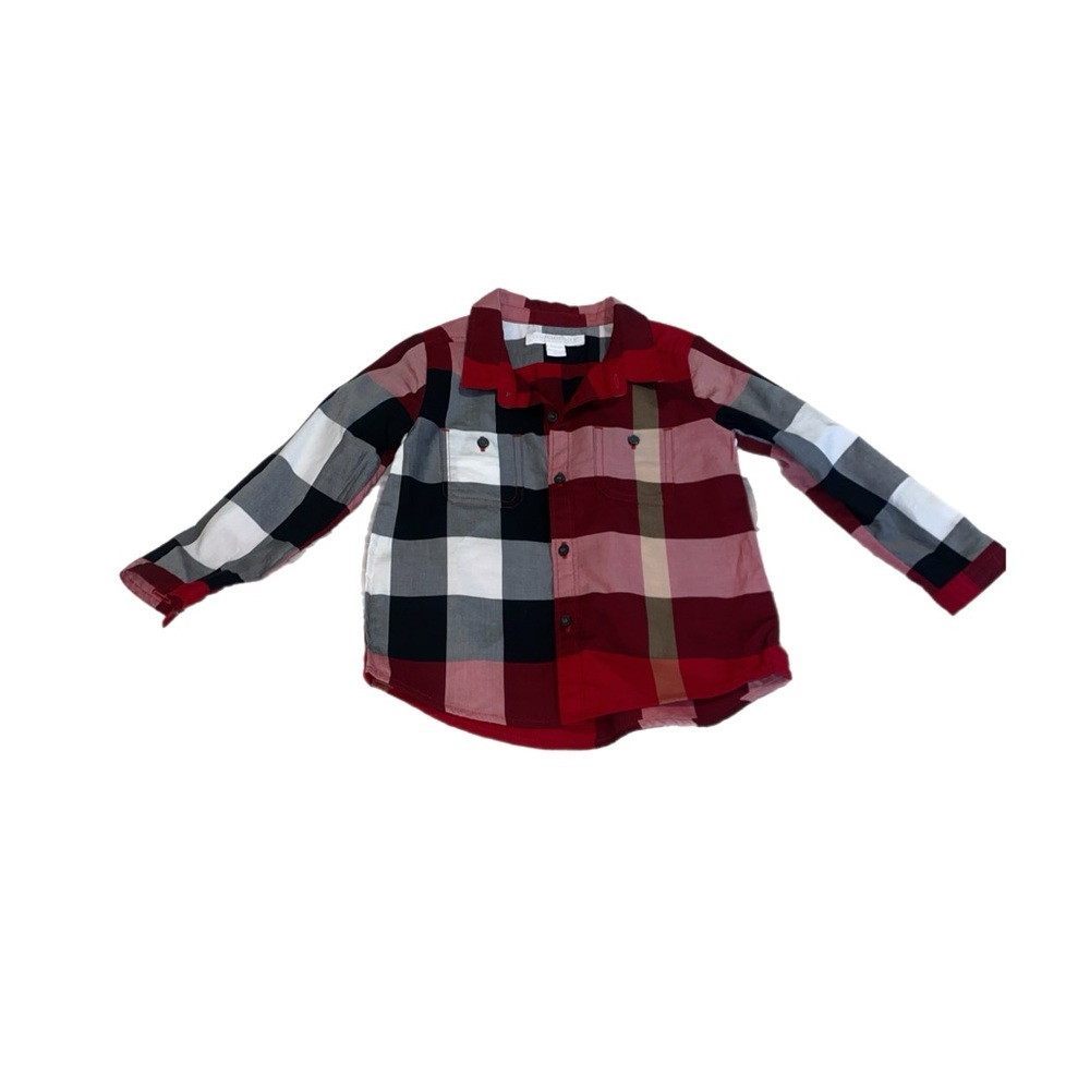 18 Month Boy Burberry Plaid Button Up Long Sleeve Shirt